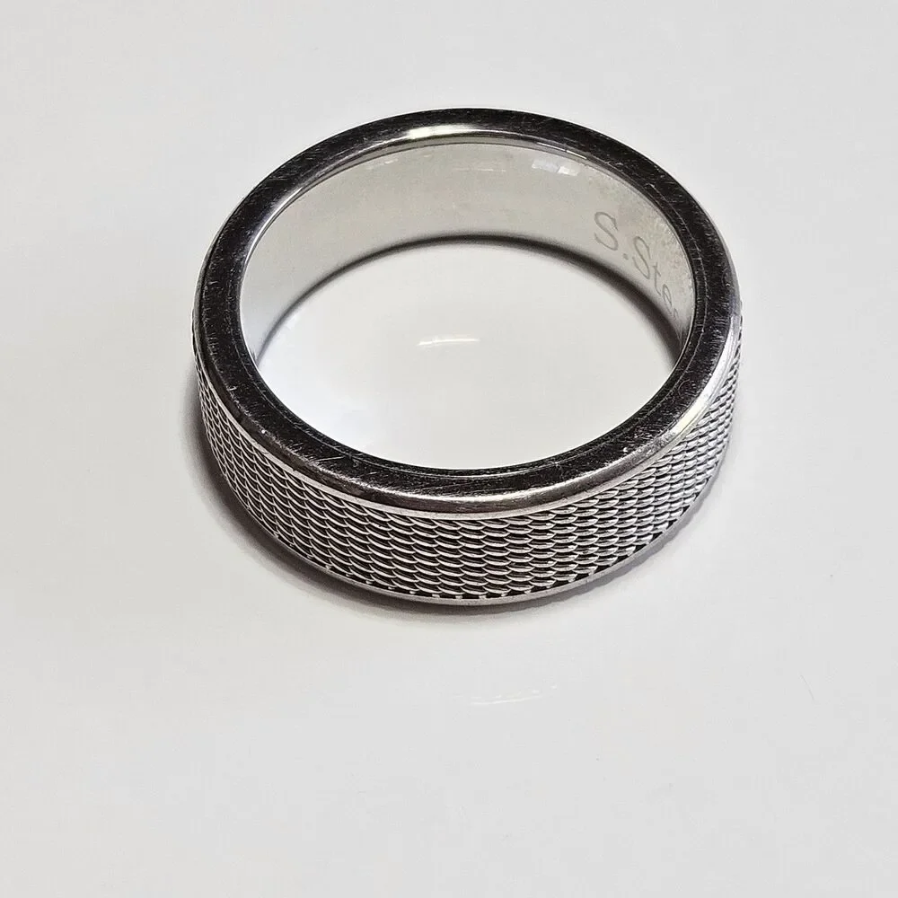 *Sale* Mesh Textured Comfort Fit Stainless Steel Wedding Band Ring Size 11 - Picture 12 of 13